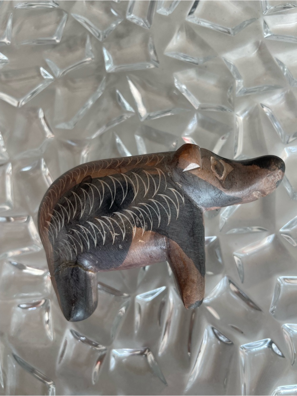 Vintage Hand Carved Stone Hippopotamus Figurine| African Folk Art Hippo Scu